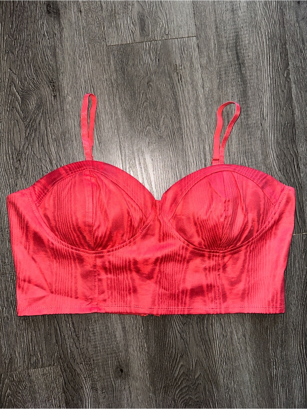 Satin Red Longline Bustier Crop Top